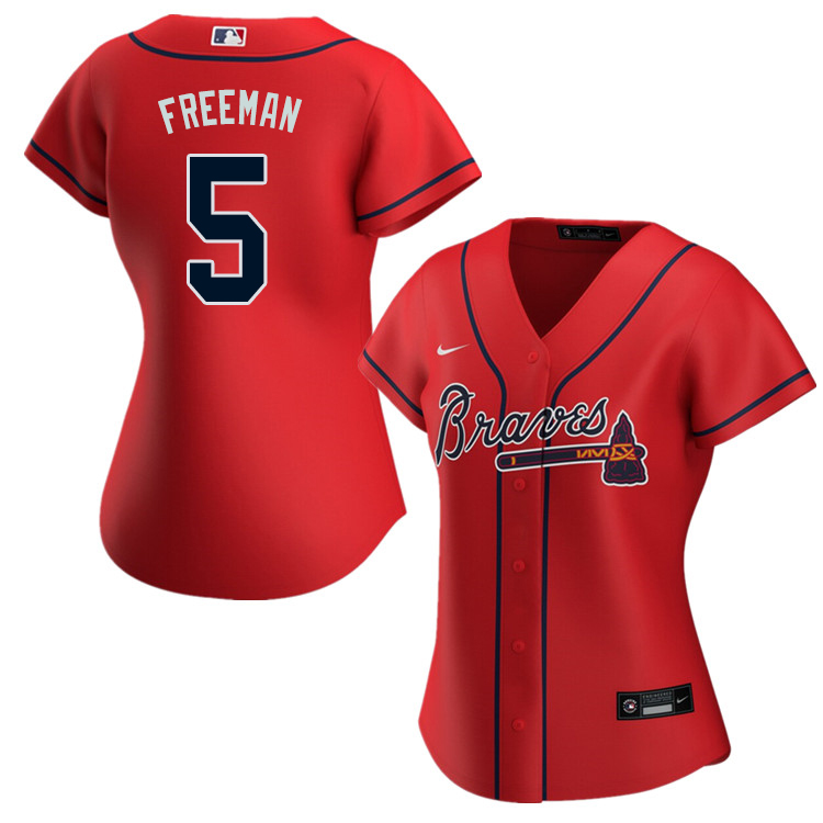 Nike Women #5 Freddie Freeman Atlanta Braves Baseball Jerseys Sale-Red
